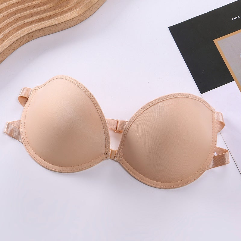 Wedding Dress Latin Dance Invisible Bra Front Buckle Strapless Push-Up Bra Anti-Slip Safety Bra - Image 1
